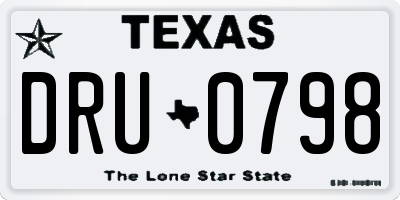 TX license plate DRU0798