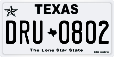 TX license plate DRU0802