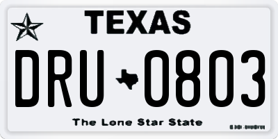 TX license plate DRU0803