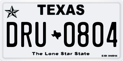 TX license plate DRU0804