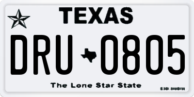 TX license plate DRU0805