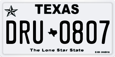 TX license plate DRU0807