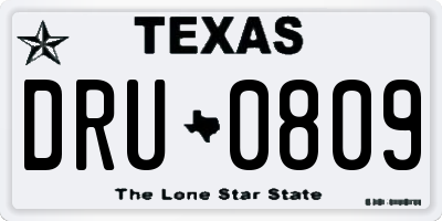 TX license plate DRU0809