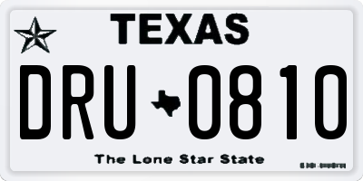 TX license plate DRU0810