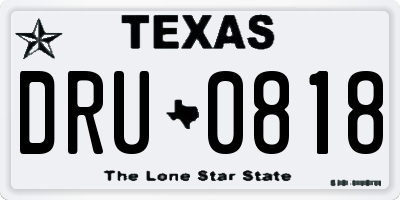 TX license plate DRU0818