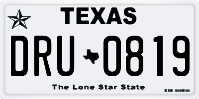 TX license plate DRU0819