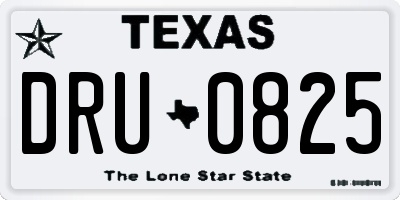 TX license plate DRU0825