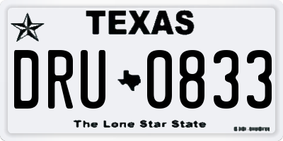 TX license plate DRU0833