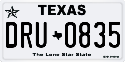 TX license plate DRU0835