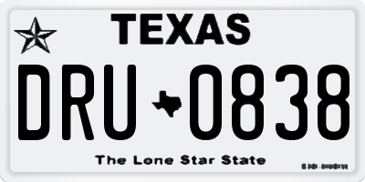 TX license plate DRU0838