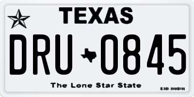 TX license plate DRU0845