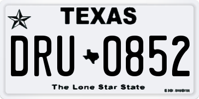 TX license plate DRU0852
