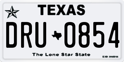 TX license plate DRU0854
