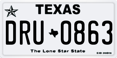 TX license plate DRU0863