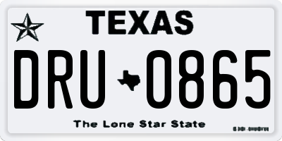 TX license plate DRU0865