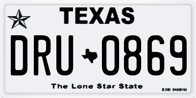 TX license plate DRU0869