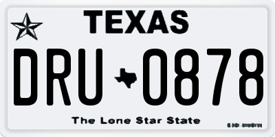 TX license plate DRU0878