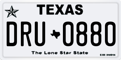 TX license plate DRU0880