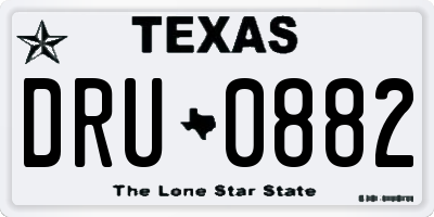 TX license plate DRU0882