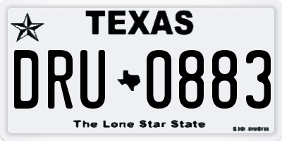 TX license plate DRU0883