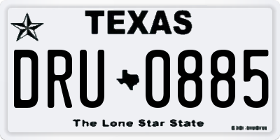 TX license plate DRU0885