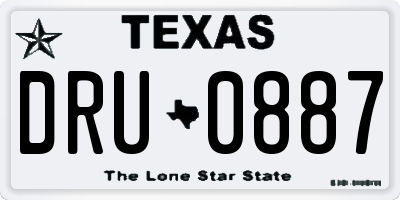 TX license plate DRU0887