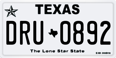 TX license plate DRU0892