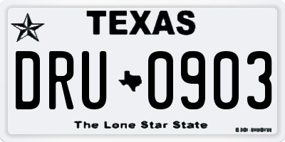 TX license plate DRU0903