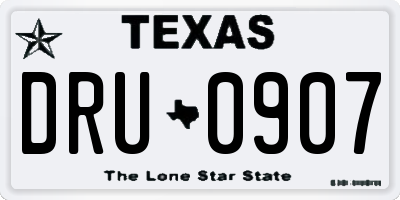TX license plate DRU0907