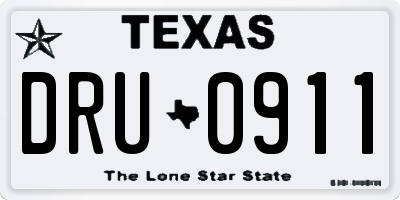 TX license plate DRU0911