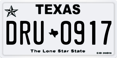TX license plate DRU0917