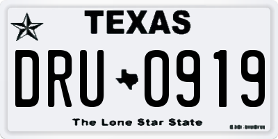 TX license plate DRU0919
