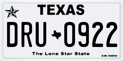 TX license plate DRU0922