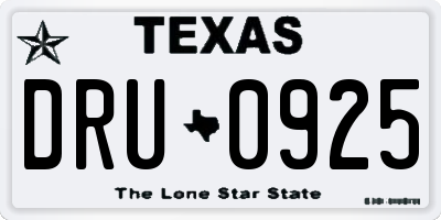 TX license plate DRU0925