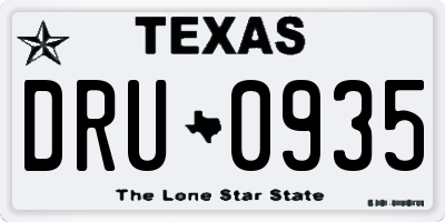TX license plate DRU0935