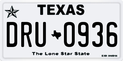 TX license plate DRU0936