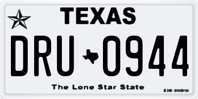 TX license plate DRU0944