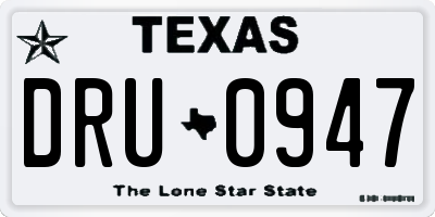 TX license plate DRU0947