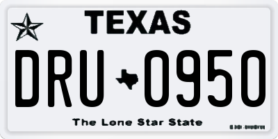 TX license plate DRU0950