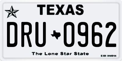 TX license plate DRU0962