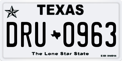 TX license plate DRU0963