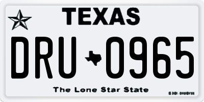TX license plate DRU0965