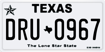 TX license plate DRU0967