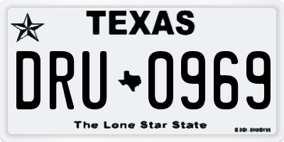 TX license plate DRU0969