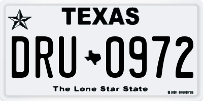 TX license plate DRU0972