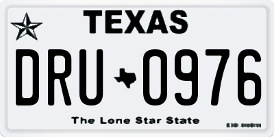 TX license plate DRU0976