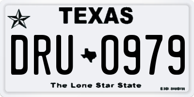 TX license plate DRU0979