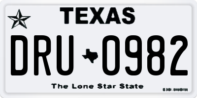 TX license plate DRU0982