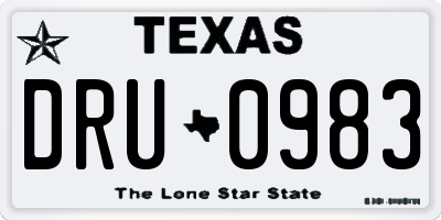 TX license plate DRU0983
