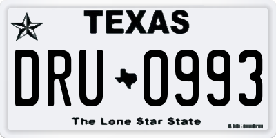 TX license plate DRU0993